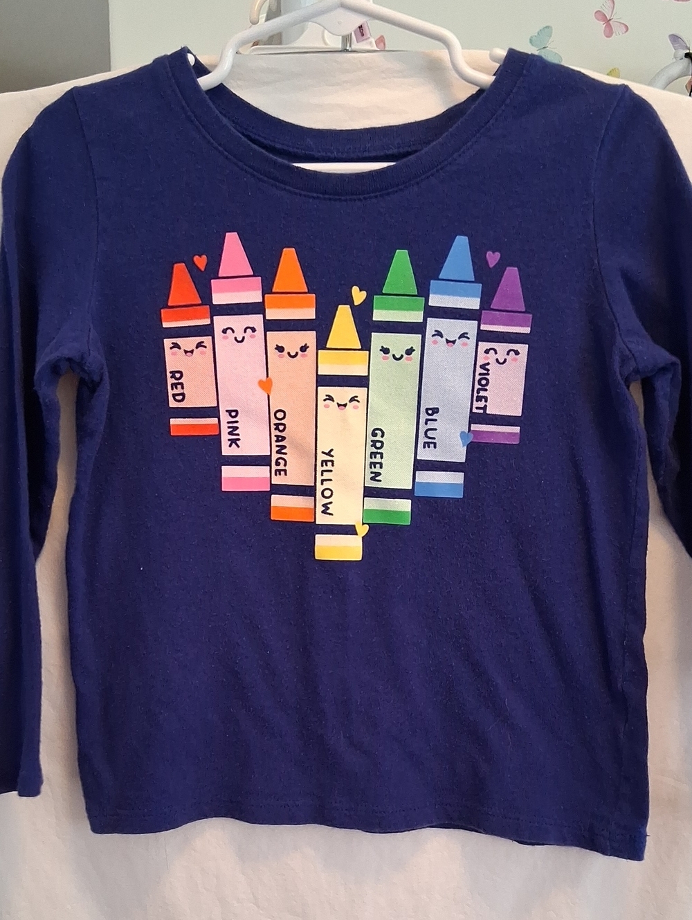 The Children's Place Navy Long-Sleeve Tee with Colorful Crayon Heart